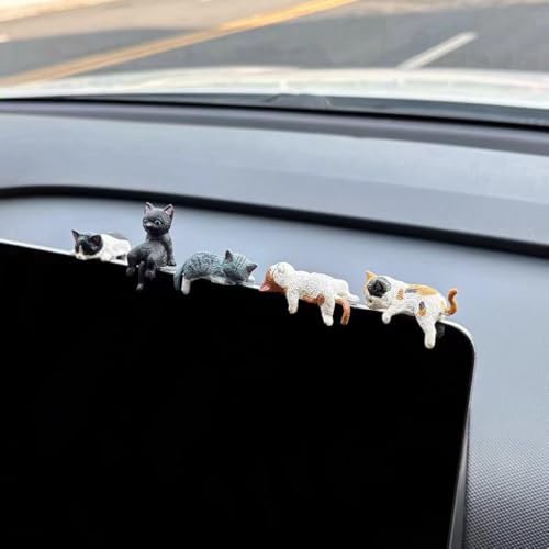 8 Pcs Cute Cat Car Accessories Funny Resin Cat Figurines - Image 4