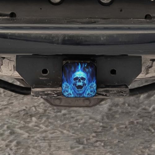 Swono Skulls Hitch Covers 2 Inch, Evil Smoke Skull Blue Fire Skeleton Ghosts - Image 5