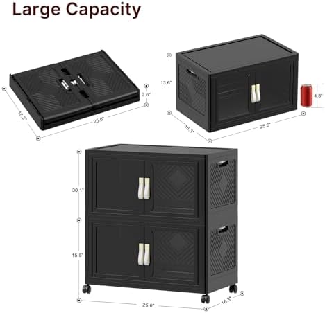 Stackable Storage Bins with Doors & Lids & Wheels - Image 2