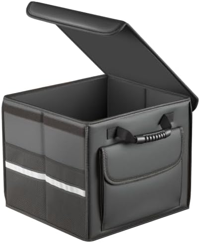 Trunk Organizer Car Organizer Leather Storage Box 1-grid Foldable by Arcoche