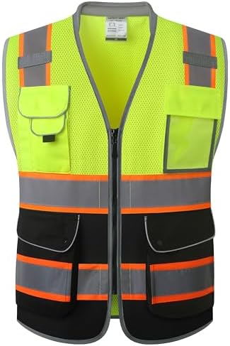 JKSafety Hi Vis Safety Vest for Men Women Cushioned Collar JK101 YBlack L by JKSafety