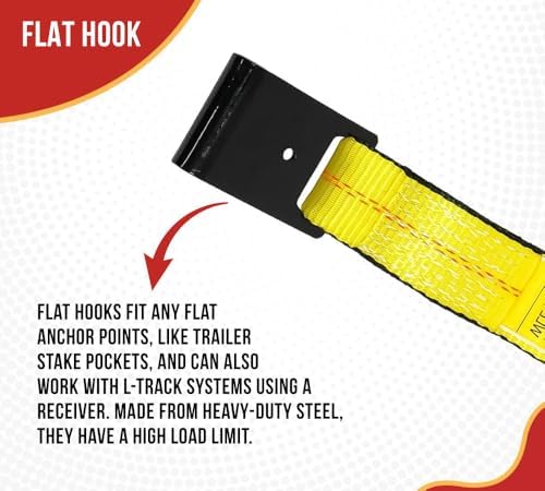 Mytee Products 2 Pack 2" x 120" Yellow Side Mount Wheel Tie Down Strap - Image 3