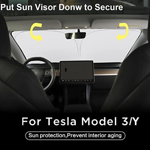 Gven Windshield Sun Shade for 2017-2026 Tesla Model Y/Model 3 Sunshade - Image 6