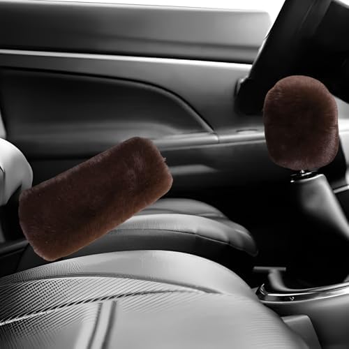 2PCS Fluffy Car Gear Shift Knob & Handbrake Cover, Comfortable Plush Shifter - Image 6