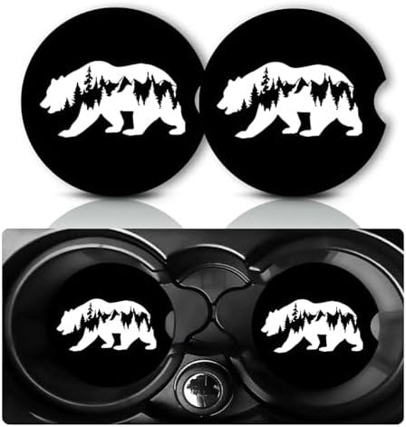 2Pack White Bear Car Cup Holder Coaster Neoprene Car Coasters by YGQZYYQ