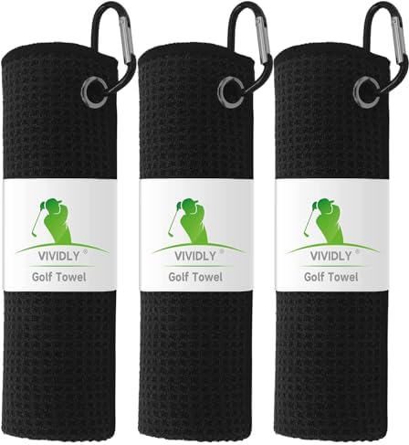 3 Pack 16"x16" Waffle Microfiber Golf Towels by VIVIDLY