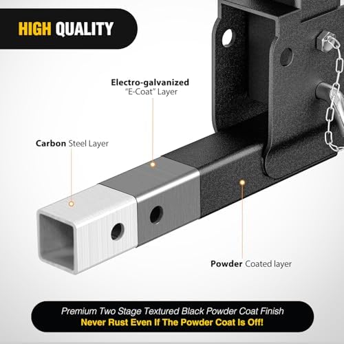 Nilight 2" Folding Trailer Hitch Extender Shank 16.54" | - Image 4
