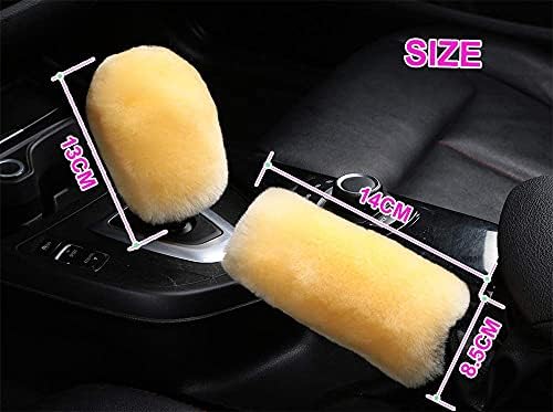 3Pcs/Set Pure Wool Fur Furry Steering Wheel Cover, Soft Fluffy Handbrake Cover - Image 6