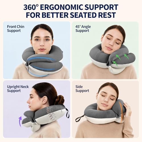 BUYUE Travel Neck Pillows for Airplanes, Memory Foam 360° Head Support Sleep - Image 2