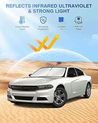 Canvcle Windshield Sun Shade for 2011-2024 Dodge Charger Accessories Sunshade - Image 2