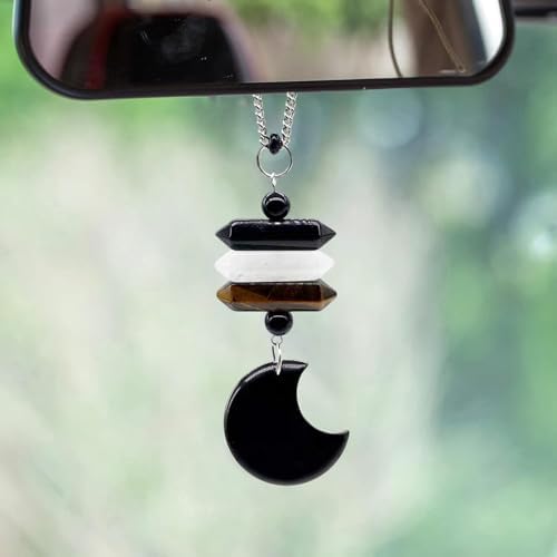 Crystal Hanging Car Charm, Moon Decor by YTYAB