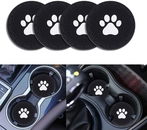 4 Pack Car Cup Holder Coasters, Dog Paw Insert Car Cup Coaster, 2.75 Inch Anti by Unknown