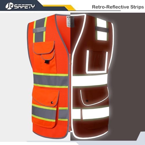 JKSafety Safety Vest for Men Women Reflective Hi Vis JK100 Orange 2XL - Image 4