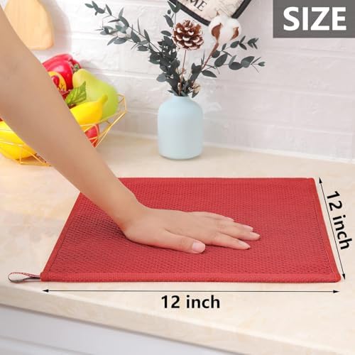 Homaxy 100% Cotton Waffle Weave Kitchen Dish Cloths 24-Pack, Brick Red - Image 5