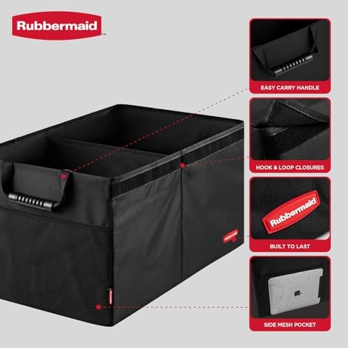 Rubbermaid Car Organizer, Collapsible Trunk Organizer, 2 Compartments - Image 3