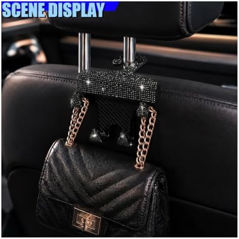 Craedli 2PCS Bling Rhinestone Car Seat Headrest Hooks, Shiny Crystal Auto - Image 3