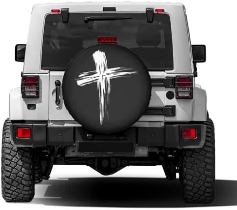 Delerain Cross Black Spare Tire Cover Wheel Protectors Sun Protector Waterproof - Image 2