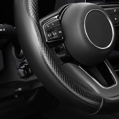 YHONGJT Soft Premium Leather Steering Wheel Cover, Breathable, Non-Slip Grip - Image 4