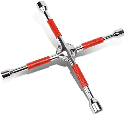 DNA Motoring TOOLS-00099 Durable 4-Way Lug Cross Rubberized Grip Wrench by DNAMOTORING-Tools