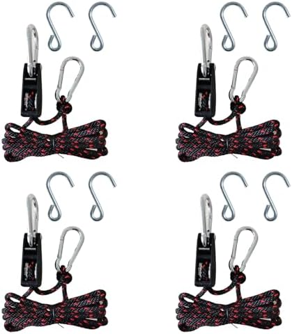 Rope Tie Downs, 1/4" 12FT Adjustable Ratchet Straps 4Pack by NONGKANG