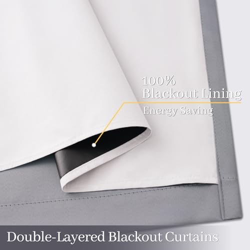 Yakamok Grey 100% Blackout Curtain Panels 96 inches, 2 Panels - Image 4