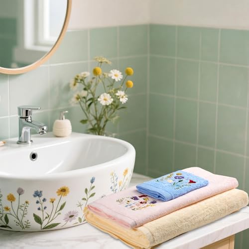 Peryiter 3 Pack Wildflower Decorative Bath Towel Set - Image 5