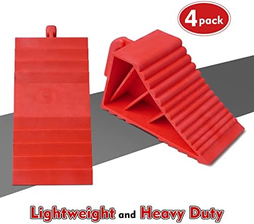 Wheel Chocks, for RV Trailer Camper Truck, Heavy Duty ABS 4 Pack Red - Image 2