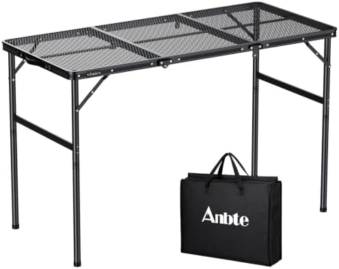 Anbte 3ft Tri-fold Grill Table, 2 Adjustable Heights Max 29.5" by Anbte