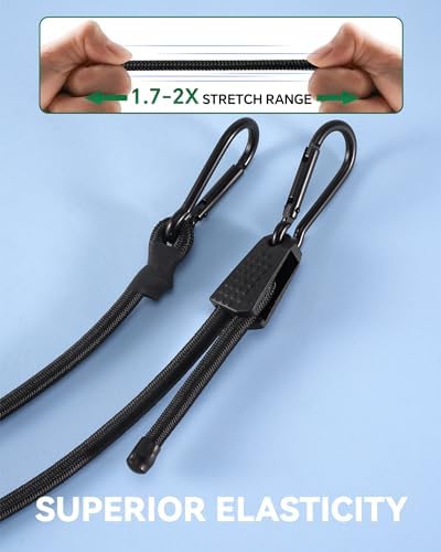 Lucky Straps 60" Blue Adjustable Carabiner Bungee Cords - Image 3