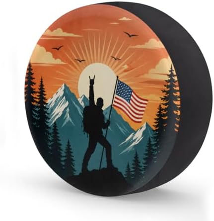 Silhouette American Flag Spare Tire Cover Wheel Covers Protectors Waterproof by cfpolar