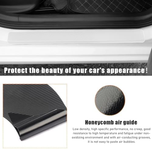 Ohleats 4 PCS Car Door Sill Protectors, Anti Scratch Carbon Fiber Auto - Image 5