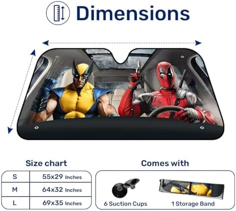 GENANY Masked Action Duo Aluminum Windshield Sun Shade 69 x 35 Inch - Image 2