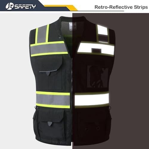 JKSafety Hi-Vis Unisex Surveyor Safety Vest Heavy Duty PPE Inner Pockets - Image 4