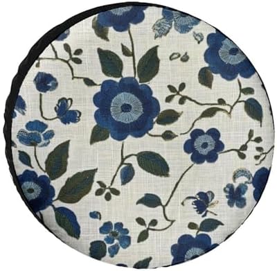 Camping Spare Tire Cover 15inch Blue and Green Flowers Weatherproof Universal by HighonHi