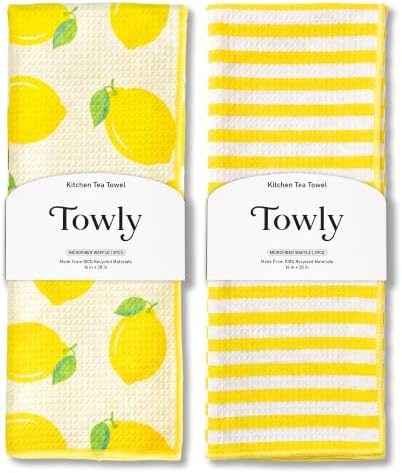 Kitchen Towels Set of 2, Double-Sided 16x28 Microfiber Waffle Weave Dish Towels by Unknown