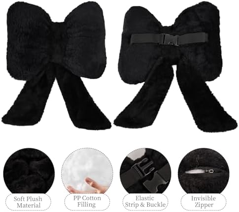2 Pack Bow Car Headrest Pillows Plush Car Neck Pillows - Image 4