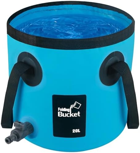 Car Wash Bucket with Drain Valve, 5 Gallon Collapsible Bucket by BIDFUL