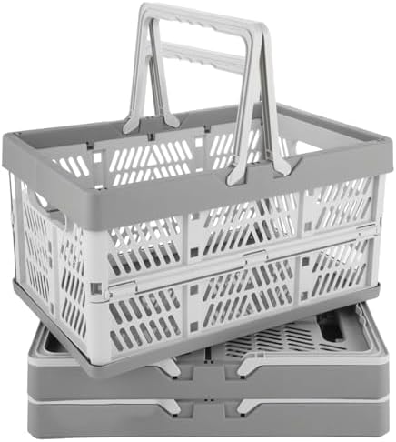 CYEAH 3 Pack Collapsible Shopping Baskets, 20L Foldable Plastic Storage Crates by CYEAH