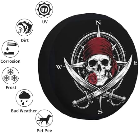 Pirate Skull Compass Spare Tire Cover Waterproof Wheel Cover 16 Inch Universal - Image 6
