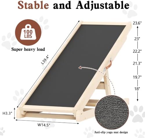 Dog Ramp for Bed Couch Car, 39.4" Long Wooden Steps for Small Pets - Image 3