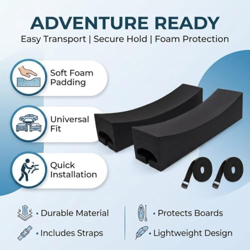 2 Pieces Car Top Kayak Racks Foam Blocks Carrier Roof Rack Pads Paddleboard Non - Image 7