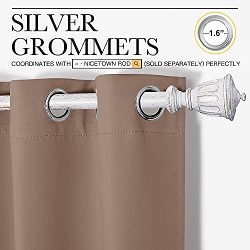 NICETOWN Bedroom Blackout Curtains Drapes Set of 2, 55 by 90-in Cappuccino - Image 3