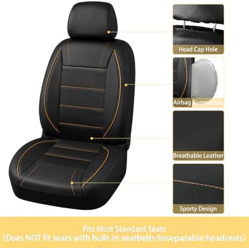 NBTEPEM 10 PCS Leather Car Seat Covers Front Seats Set, 14.5”-15'' Sporty - Image 4