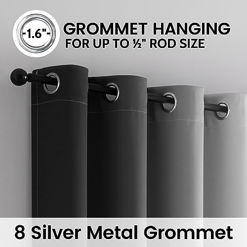SimpleHome 100% Blackout Ombre Bedroom Curtains Black and Greyish White - Image 3