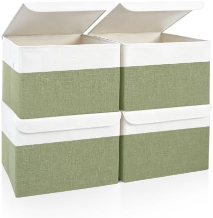 Bagnizer Large 22 Quart Linen Fabric Foldable Storage Bin Cube Organizer Basket by Bagnizer