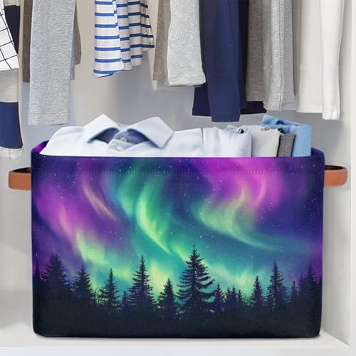 Storage Basket Northern Light Aurora Storage Cube Box Durable Canvas - Image 5