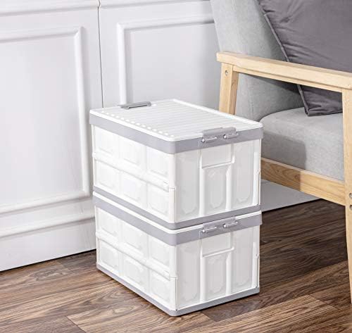 Collapsible Storage Bins with Lids 30L, Folding Plastic Stackable Utility - Image 7