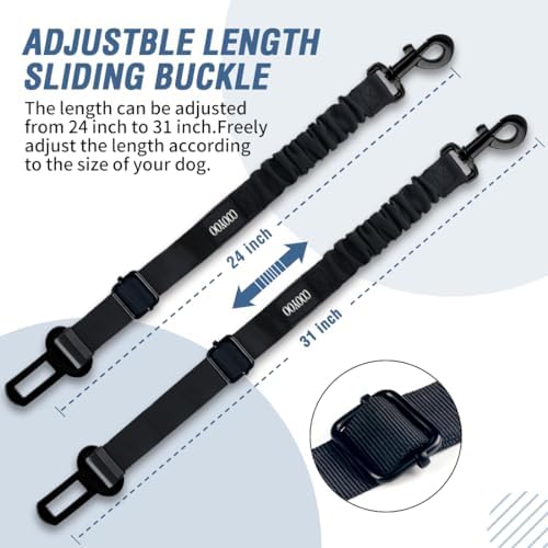 COOYOO Dog Seat Belt, 3 Piece Set Retractable Dog Car Adjustable Seatbelts - Image 5