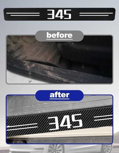Door Sill Protectors for Dodge Challenger 345, Carbon Fiber Leather Front/Rear - Image 3