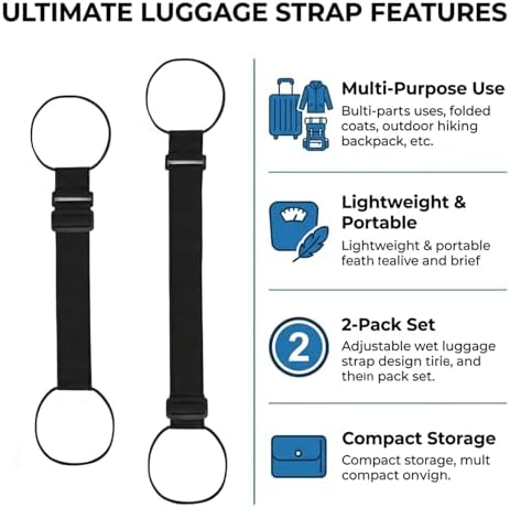 2-Pack Elastic Luggage Straps, Adjustable Bungee Belt - Image 3